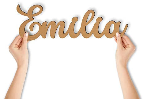Emilia Name Schriftzug Schild Geschenk Namensschild Türschild Holz Buchstaben Deko Tür Wand