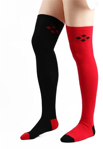 LJGFW Winter Socks for Women Cotton 2 Pairs Warm Thick Stockings Knee Type Socks Harley Quinn High Socks