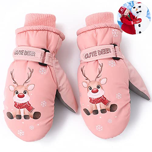 Qunkun Guantes de esquí para niños, manoplas para niños, guantes de esquí, manoplas para niños, manoplas impermeables, guantes térmicos para niñas y niños