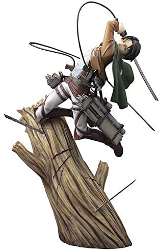 Jiumaocleu Attacking Giant Figure Staute, Levi Action Figure Model Battle on Tree, PVC Anime Figur, Handmade Toys for Desktop Decor Boys Girls Gifts