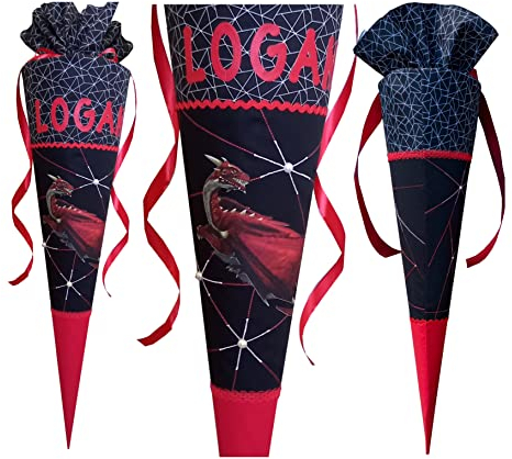 Schultüte passend zum Step by Step Dragon Drago, rot Drachen,Benutzerdefinierte, Genäht, für jungen, Name (Bild2)