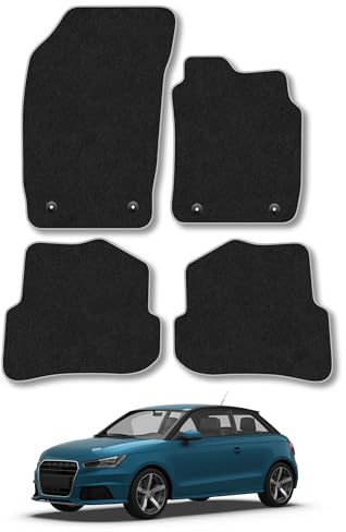 Audi A1 (2010-2018) Carpet Car Mats | Grey Edge Trim Tailored Fit Floor Mats Full Coverage Protection Accessories Easy Clean Anti Slip Made in the UK