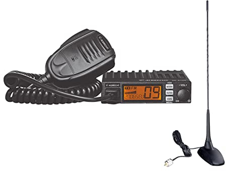 Albrecht AE6120 VOX Mini-CB Funkgerät, Mikrofon mit Up/Down und RJ-45 Westernstecker+CB-Magnetantenne CBM-516, Komplettset 12620.S1, Funkgerät mit VOX-Funktion