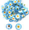 GEFIRE 100 Stück Künstliche Gänseblümchen, Klein Daisy Deko Künstliche Blumen Daisy, Künstliche Blumen Realistische Farben Wiederverwendbar, Ideal für Hochzeitsfeiern und Bastelarbeiten (Weiß-blau)