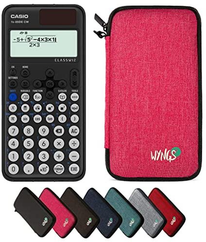 Casio fx-85DE CW ClassWiz con Custodia Protettiva WYNGS inclusa Rosa - Calcolatrice Scientifica - Pacchetto Base (Tedesco)
