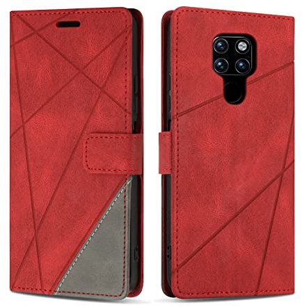 SONWO Cover per Huawei Mate 20 Custodia, Flip Caso in PU Pelle Case Cover Premium Portafoglio Custodia per Huawei Mate 20, Supporto Stand, Slot per Schede, Rosso