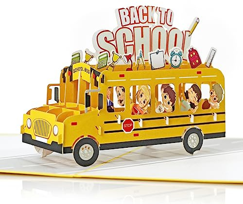 CUTPOPUP Schulbus, Schulanfang, 3D-Geburtstagskarte mit leerer Notiz, handgefertigte 3D-Popup-Geburtstagskarte für Männer, Vater, Bruder, Ehemann, Sohn, Neffe, Schule (Bus) US8-56DE1515