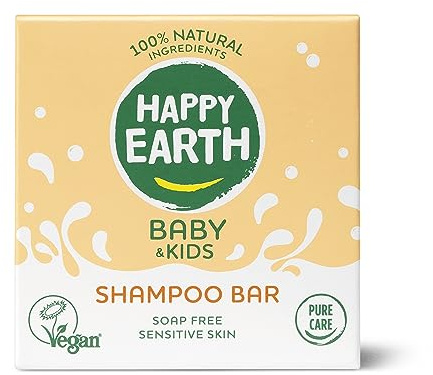 Happy Earth Baby&Kids Shampoo Bar - Shampoobar - Für Kinder - 100% Natürliche Inhaltsstoffe & Vegan - Seifenfrei - 50 g