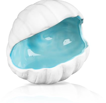 RUNEAY Bol à clés en forme de coquillage - 12 x 10 x 10 cm - En céramique - Pour collier, boucles d'oreilles, clés, bijoux, bijoux (12 x 10 x 10 cm)