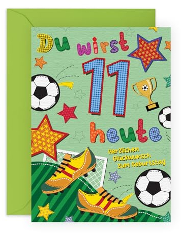Central 23 Geburtstagskarte Fussball für Jungen – DU WIRST HEUTE 11 – Geschenk zum 11. Geburtstag – Geburtstagskarten für Kinder – 11 Jahre alt