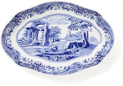 Spode Blue Italian Fluted Oval Dish 23 cm