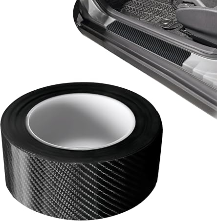 5cm x 5m Carbon Folie Auto Schwarz Auto Einstiegsleisten Kohlefaser Aufkleber Kratzfest Verschleißfest Wasserdicht Langlebig Ohne Herunterzufallen Einstiegsleisten Schutz Für Die Meisten Autos