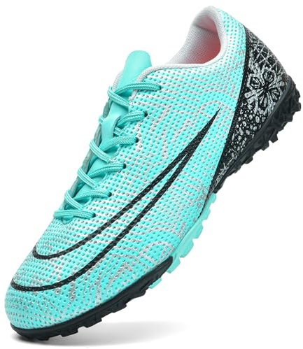 NUTTOPL Football Boots Boys Soccer Athletics Training Shoes Teenager Indoor Outdoor Sneakers Profession Athletics Kids Turf Trainers for Unisex Turquoise 3.5 UK