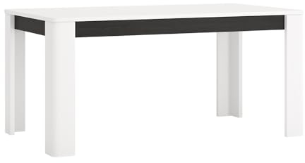 Lomadox Ausziehtisch Esstisch ausziehbar, 160-200cm, weiß Hochglanz mit Eiche schwarz