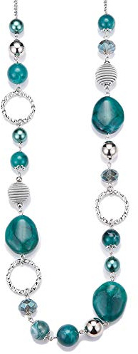 FULU AUTUMN Collana di perle lunga in argento – Collana boheme con cristalli e perle in pietra naturale, gioielli fantasia, idea regalo per la festa della mamma