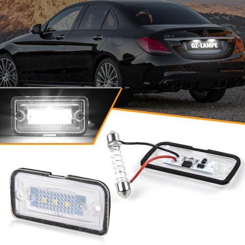 OZ-LAMPE 2 Stücke LED Kennzeichenbeleuchtung für Mercedes-Benz C-class W203 C209 W209 A209 R230, Led Beleuchtung mit Canbus Fehlerfrei