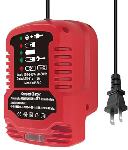 JJXNDO Mini Ladegerät für Milwaukee M18 18V Akku 48-59-1812 48-11-2420 48-11-1815 48-11-1840 48-11-1841 48-11-1850 Lithium-Ionen Batterie