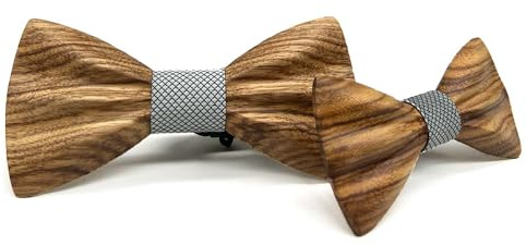 HZQIFEI Vater-Sohn Fliegen-Set, 2 Stück, Holzfliegen, für Herren und Kinder, verstellbar, für Partys, Hochzeiten, Zeremonien, Ensemble de 2 pièces