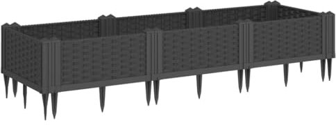 vidaXL Black Garden Planter-125x40x28.5cm-Rattan Look Polypropylene-Modular Design-Outdoor Flower Box for Patio/Garden/Décor
