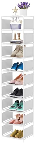 esonstyle 10 Ebenen Schuhregal schmal Metall Schuhregal für 10 Paare hoch schuhablage Platz Sparen Schuhaufbewahrung für Wohnzimmer Eingangsbereich Flur und Garderobe