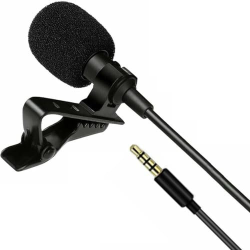 Lavalier Microphone - Clip on Mic, Clip-on Lapel Omnidirectional Condenser Microphone, 3.5mm Jack for Laptop Phone PC DSLR Camera Recording Podcast, Interview, Video Conference.
