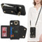 Lipvina Cover per iPhone XR con cordino Porta Carte Custodia iPhone XR con cerniera cordino Ring portafoglio donna - Nero