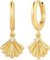 Jenosy 14K Vergoldet Muschel Ohrringe Damen Huggie Hoop Ohrringe Handmake Hypoallergene Goldschmuck Geschenke