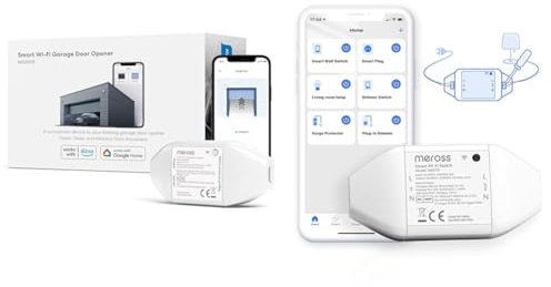 Meross Ouvre-Porte de Garage Connecté WiFi, Télécommande de Porte Intelligente & Interrupteur Connecté WiFi, Meross 10A DIY Interrupteur Intelligent Compatible avec Alexa