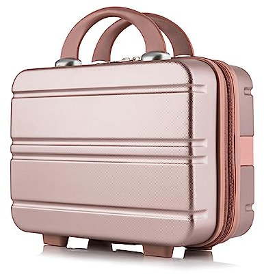 Balakaka Rigide Vanity Case de Voyage, Trousse de Maquillage avec Bande élastique et Fermeture à glissière, Trousse de Voyage Portable et imperméable pour Femmes et Filles 30x17x26CM Or Rose