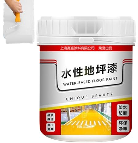Yaztauho Anti-Slip Concrete Floor Paint, Water Based Epoxy Floor Paint, Gold Silk Waterproof Epoxy Floor Paint, 500g Concrete Paint Quick-Dry Anti-Slip Coating for Parking Lots, Intersections, White