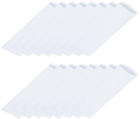 sourcing map 100 bolsas de papel para cubiertos desechables de 9.8 x 3 pulgadas, a prueba de aceite, bolsa de papel kraft para cubiertos, cucharas, palillos, color blanco
