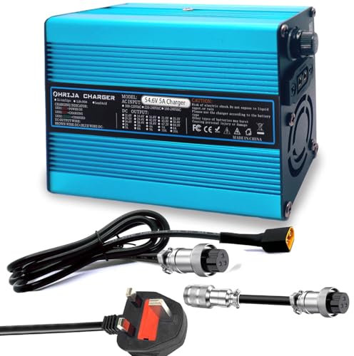 54.6V 5A Battery Charger For 48V Lithium Battery Pack Charger, 48V 5A Power Supply Charger Blue Exterior With GX16 1+3- Connector