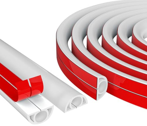 1M Half Round Cable Cover, Cable Trunking, Self-Adhesive Wire Cover, Self-Adhesive Cable Tidy, Decorative Wire Hider, 1-Meter Cable Organizer, for Cable Management Wires on Wall Floor (White)