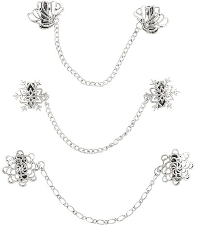 VALICLUD Anzugskettenbrosche Retro Stil 3 Stück Zinklegierung Kragenclip Corsage Accessoires Für Pullover Strickjacken Und Hemdkragen