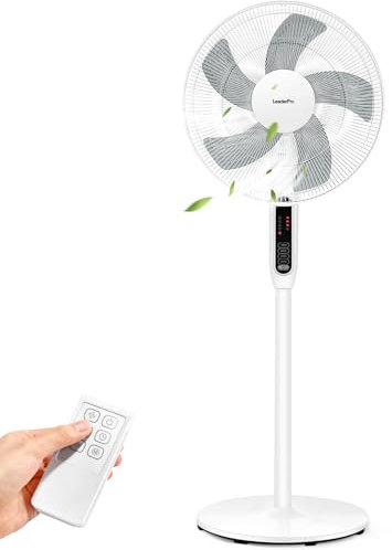 Ventilateur sur Pied Silencieux, Ventilateur Oscillant à 85° avec Télécommande, 3 Vitesses, 3 Modes, Affichage LED, Minuterie 7H, Puissant 45W