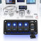 Chelhead 4 Gang Panneau de commutateur à bascule, chargeur USB double 4,8A étanche à l'eau, avec éclairage arrière bleu, panneau de commutateur à bascule 12V avec voltmètre LED, pré-câblé