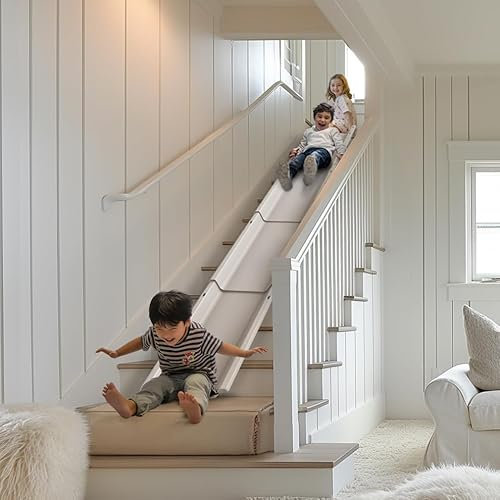 Upgraded Version 4-Pack Stair Mounted Kids Indoor Slide Attachment Set, Up to 155lbs, Compatible with 90% Staircase