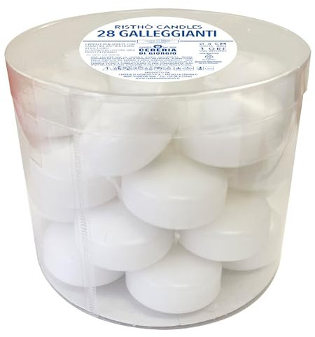 Lot de 28 bougies flottantes – Diamètre 5 cm – 5,5 heures de durée – Couleur blanche – Cereria Di Giorgio
