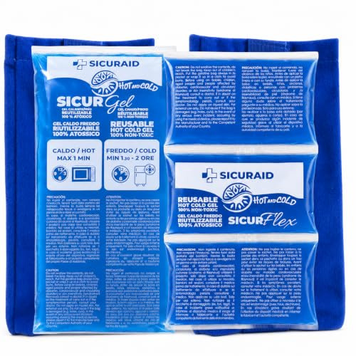 SicurAID Ghiaccio Gel Riutilizzabile Caldo Freddo 11x26 + Flex + 2 Sacche | Borsa del ghiaccio per corpo e articolazioni, due formati per zone ampie o localizzate, terapia caldo freddo, Made in Italy
