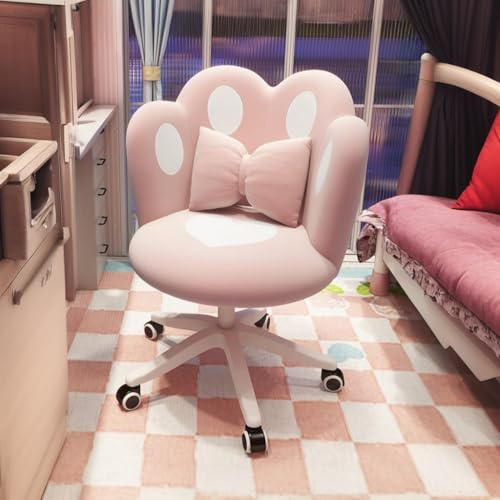 IRON JF Chaise de Coiffeuse, Chaise de Bureau à Domicile, Chaise pivotante, réglable en Hauteur, Chaise de Bureau Ergonomique en Velours avec Dossier en pétale(Pink)