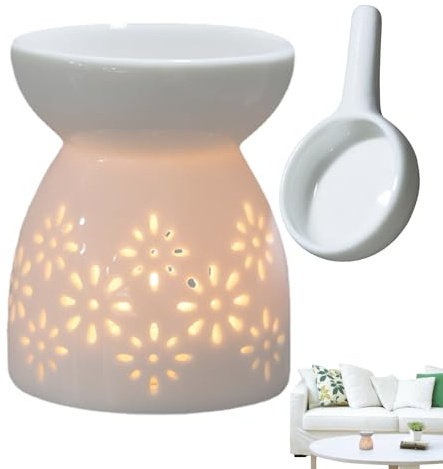 qokeeu Keramik Duftlampe, Diffuser Räuchergefäß, Teelichthalter Öl Brenner Aromalampe Kerzenhalter Lampe Teelicht Öl Aromabrenner Für Schlafmittel Entspannung Meditation Verwendet