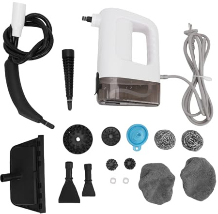 1200W Handheld Dampfreiniger, handgehaltener Dampfer mit 400 ml Wassertank Hochtemperatur Hochdruck mit Glasschreiber Nylonbürsten für Küchenkleidung Waschbecken Sofa