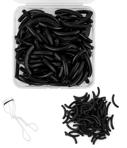 100stk Wimpernzange-Nachfüllpackungen für Tweezerman, Wimpernzange-Ersatzpads aus Gummi für Verbesserte Biegung und Komfort (Schwarz)
