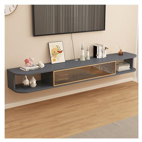 TV Schrank Board Sideboard Schwebendes TV-Gerät, an der Wand montierter TV-Schrank, Unterhaltungsregal mit Glastüren for Wohnzimmer und Schlafzimmer(Grigio)
