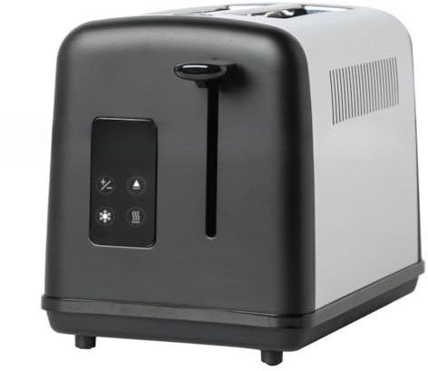 Gettimore Grille-pain intelligent 2 tranches en acier inoxydable avec grand écran tactile, 6 niveaux de brunissement pour pain, bagels, muffins et gaufres, technologie de chauffage uniforme, bac