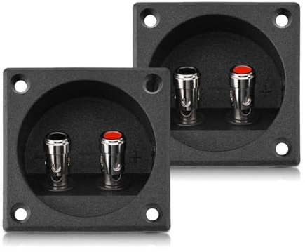 Annadue 2-Pack Speaker Terminal Cup 2 Way Push Spring Loaded Binding Post Box for Subwoofer, DIY Speaker Enclosure Wide Compatibility