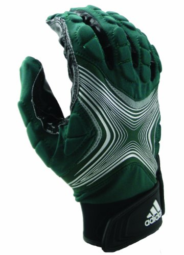 adidas Powerweb 2.0 Football Receiver Gloves, Medium, Forest/Silver