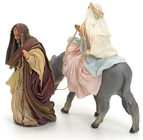 Holyart Josef und schwanger Maria auf Esel 8cm neapolitanische Krippe