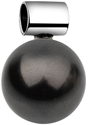 Nenalina Schmuck Perlen-Anhänger in 925 Sterling Silber mit 12 mm dunkler Glas Perle für Damen Kette oder Halskette, 846504-197
