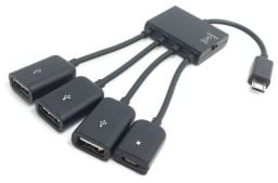Cablecc Micro USB Host OTG 3 Port Hub Adapter Kabel mit Strom für Galaxy S5 i9600 Note3 N9000 Handy & Tablet